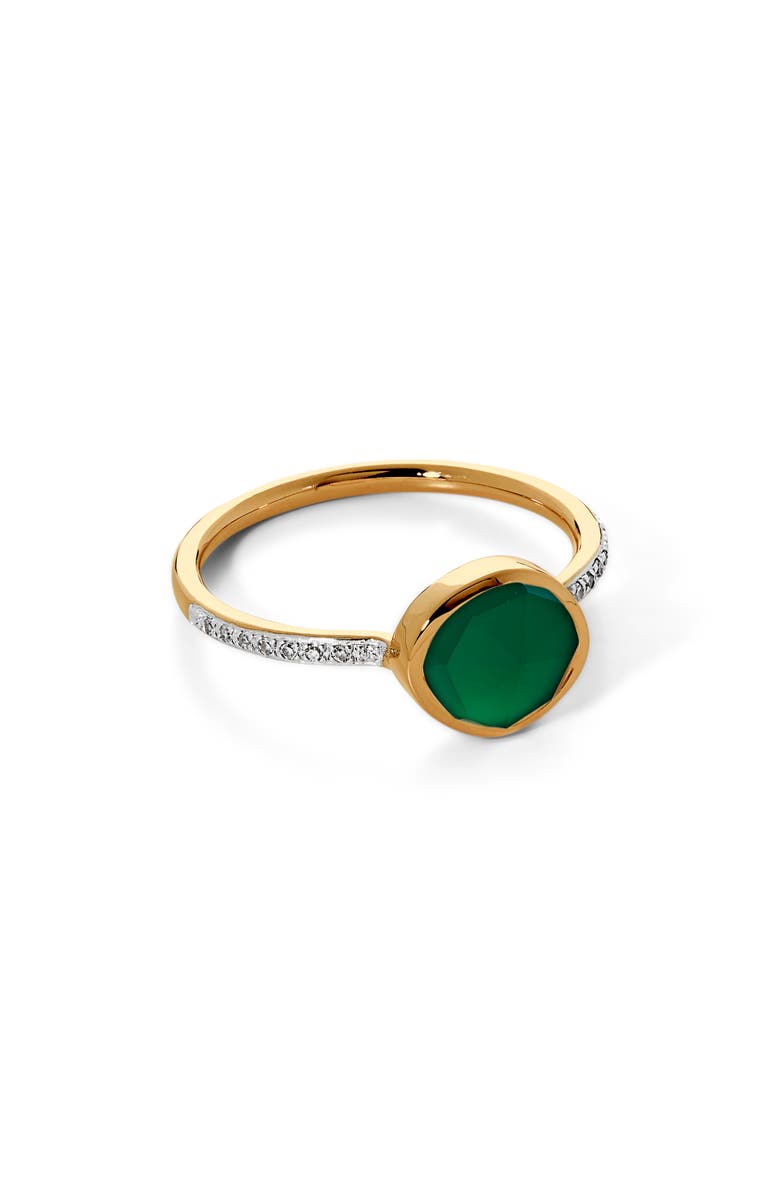 Monica Vinader Siren Green Onyx & Diamond Stacking Ring, Main, color, 