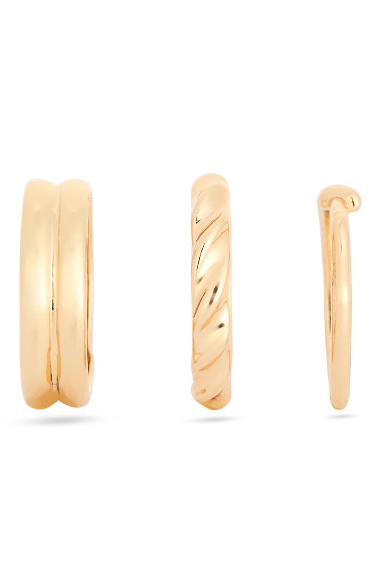 NORDSTROM RACK Set of 3 Textured Band Rings, Alternate, color, Gold