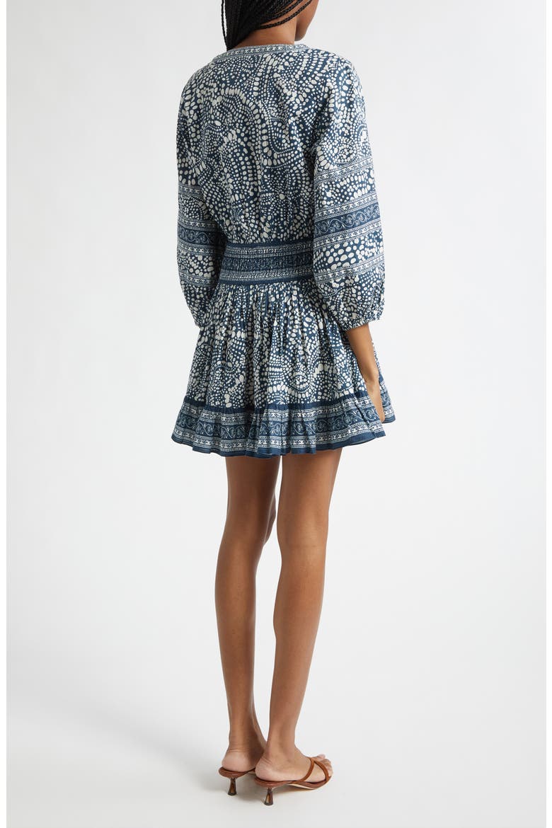 April Mixed Print Cotton Minidress, Alternate, color, NAVY DOT