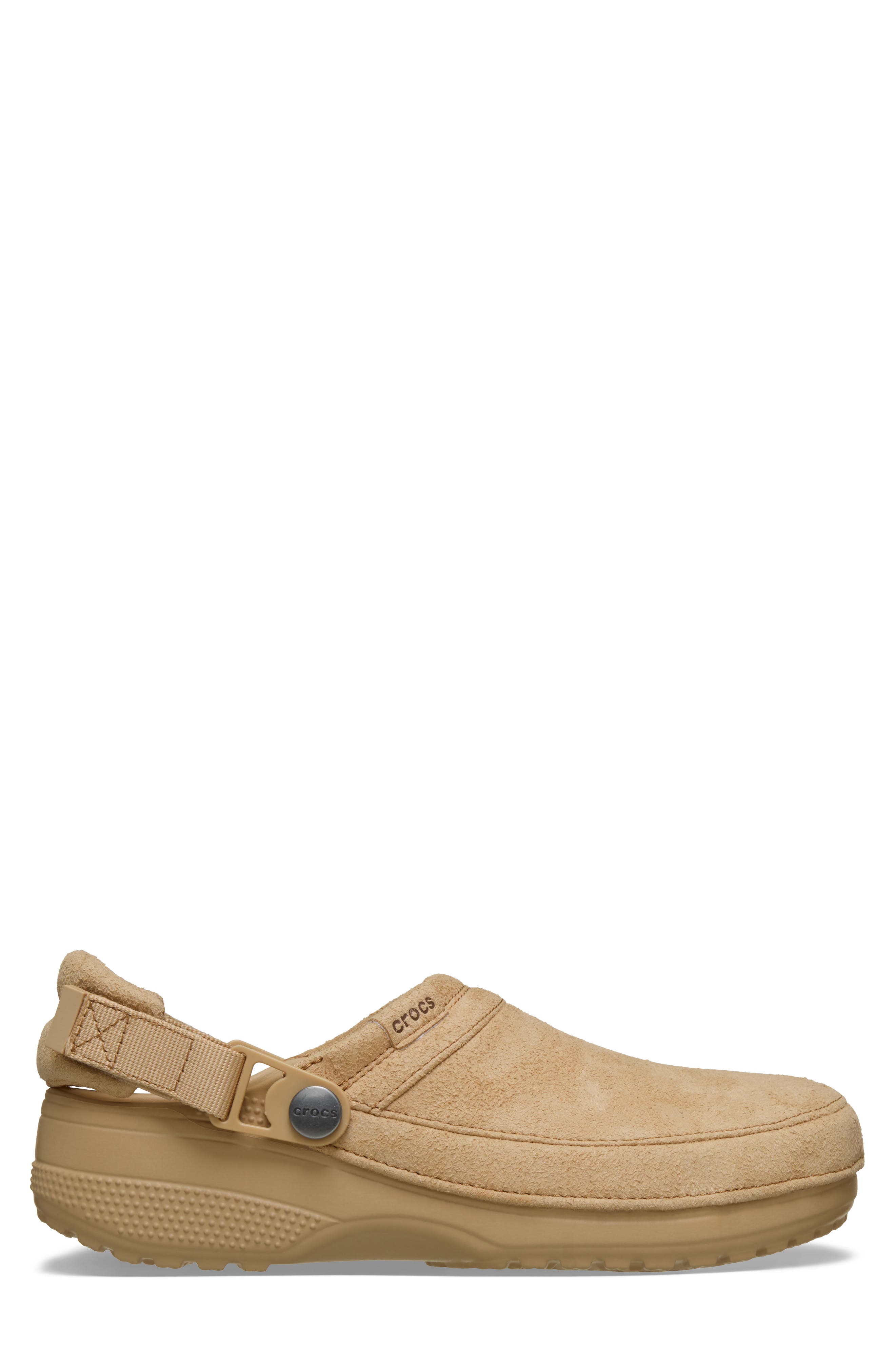 CROCS Classic Crafted Faux Suede Clog, Alternate, color, Cashew