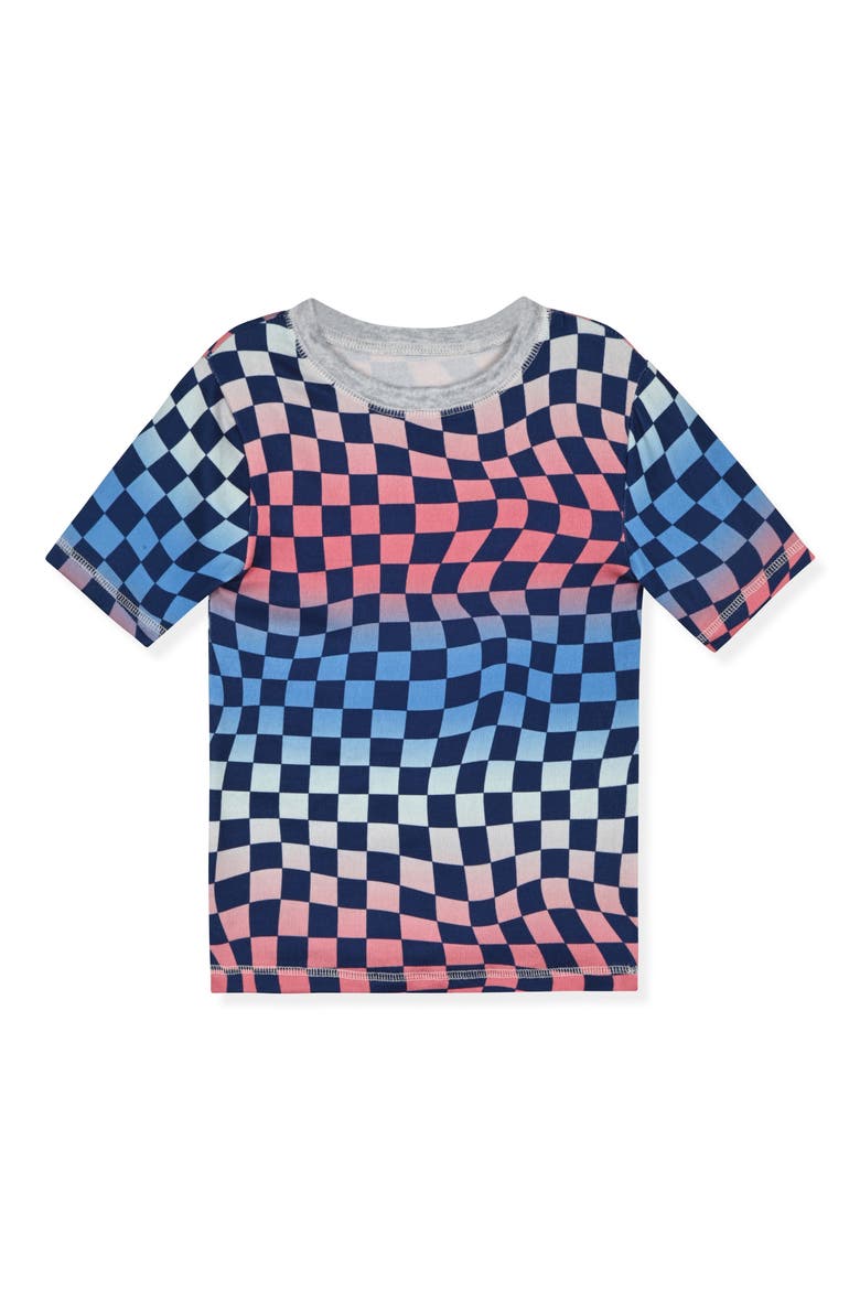 Kids' Print Fitted Short Sleeve Two-Piece Pajamas, Alternate, color, NAVY