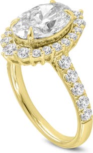 LuvMyJewelry Marcia 14K Yellow Gold Oval Lab Grown Diamond Halo Engagement Ring - 4 Ct