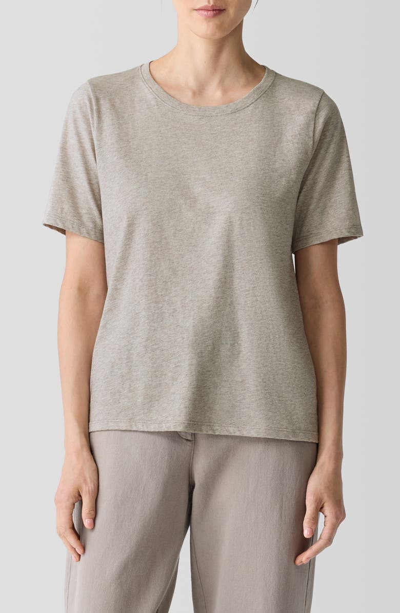 Eileen Fisher Crewneck Organic Cotton T-Shirt, Main, color, Dove
