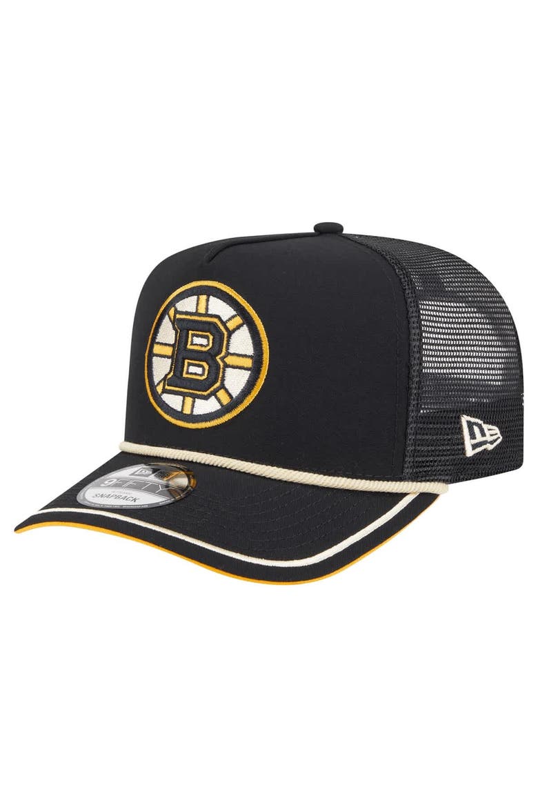 Men's New Era  Black Boston Bruins Vintage Team Rope A-Frame 9FIFTY Snapback Hat, Main, color, Black