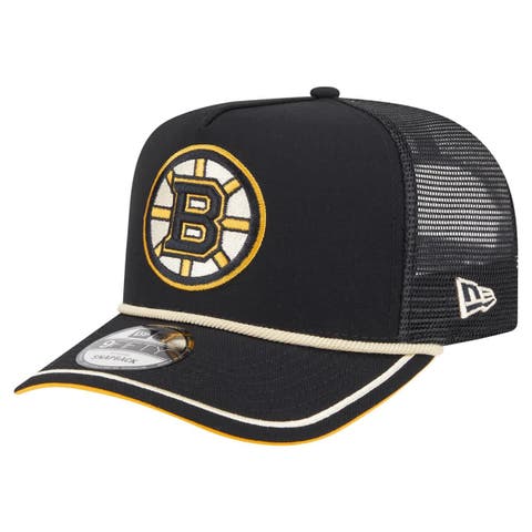 Men's New Era  Black Boston Bruins Vintage Team Rope A-Frame 9FIFTY Snapback Hat