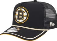 New Era Men's New Era  Black Boston Bruins Vintage Team Rope A-Frame 9FIFTY Snapback Hat