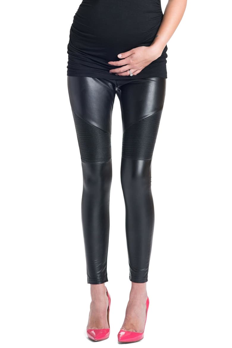 Rockstar Mamacita Maternity Moto Leggings, Main, color, BLACK