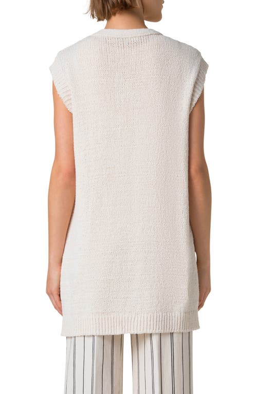 Akris Punto Summer Tweed Knit Open Long Vest In Cashew