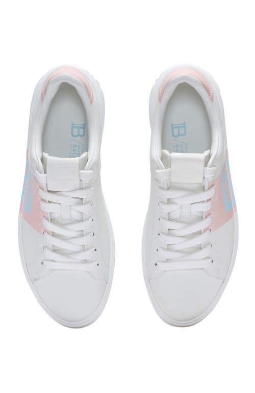 Balmain B-court Trainers In Calfskin With Pb Logo In White