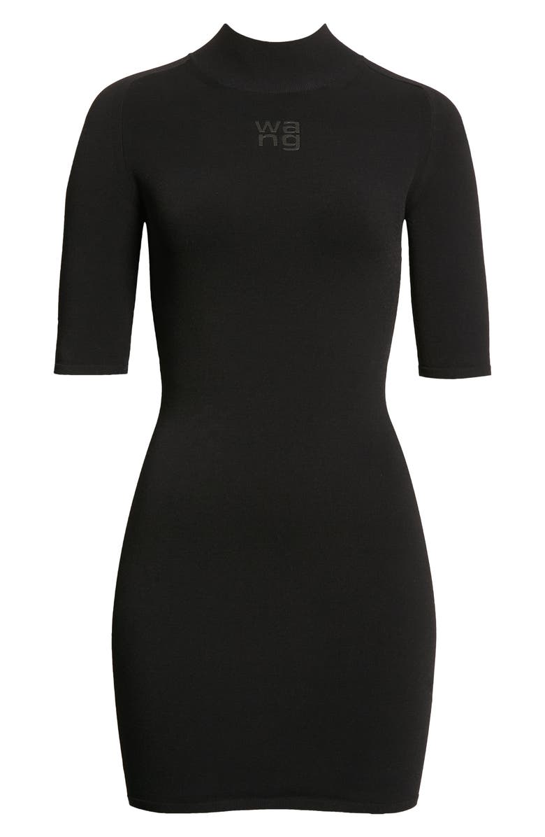 Alexander Wang Logo Appliqué Mock Neck Body-Con Minidress, Alternate, color,