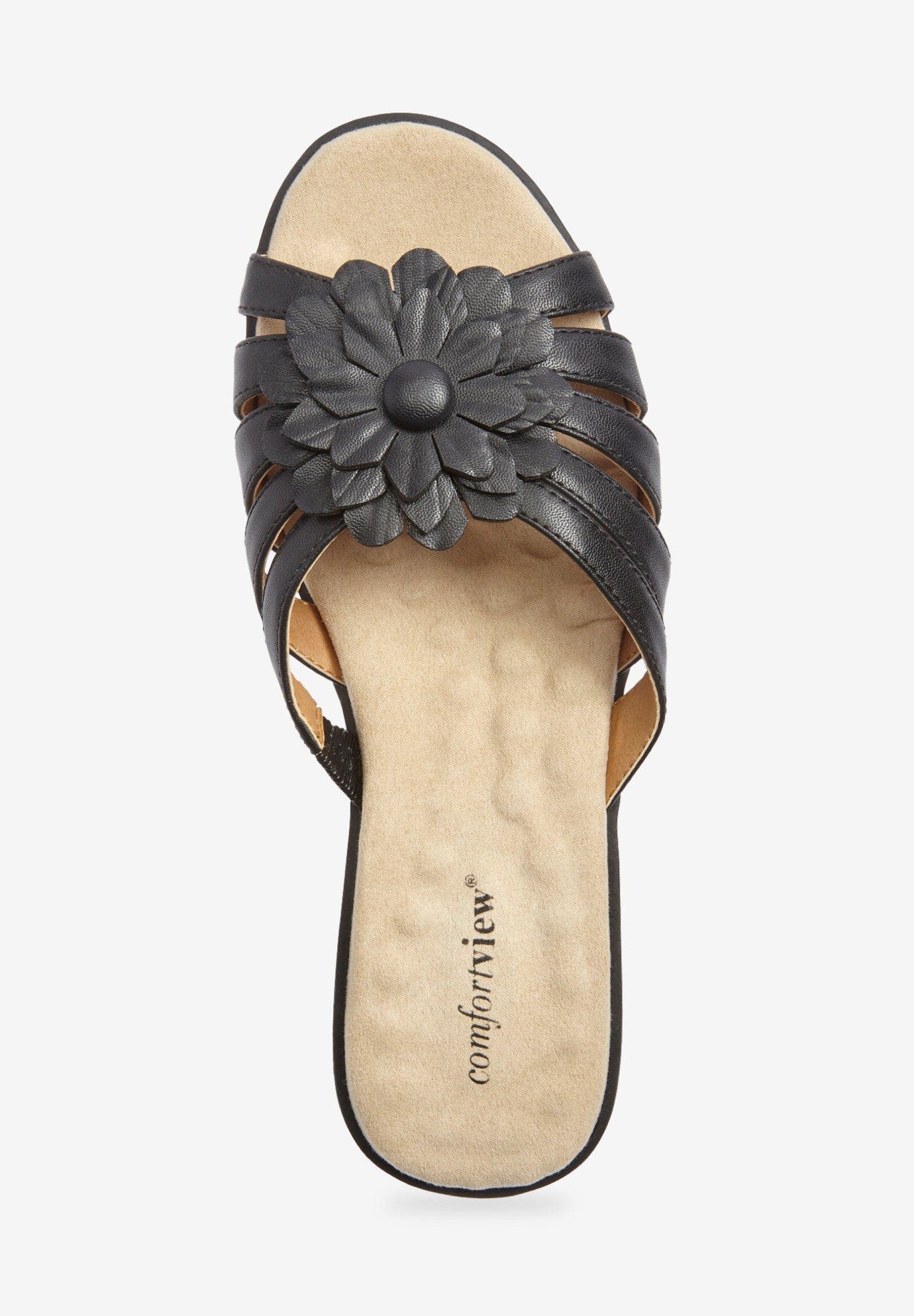 Comfortview The Abigail Slip On Sandal, Alternate, color, Black