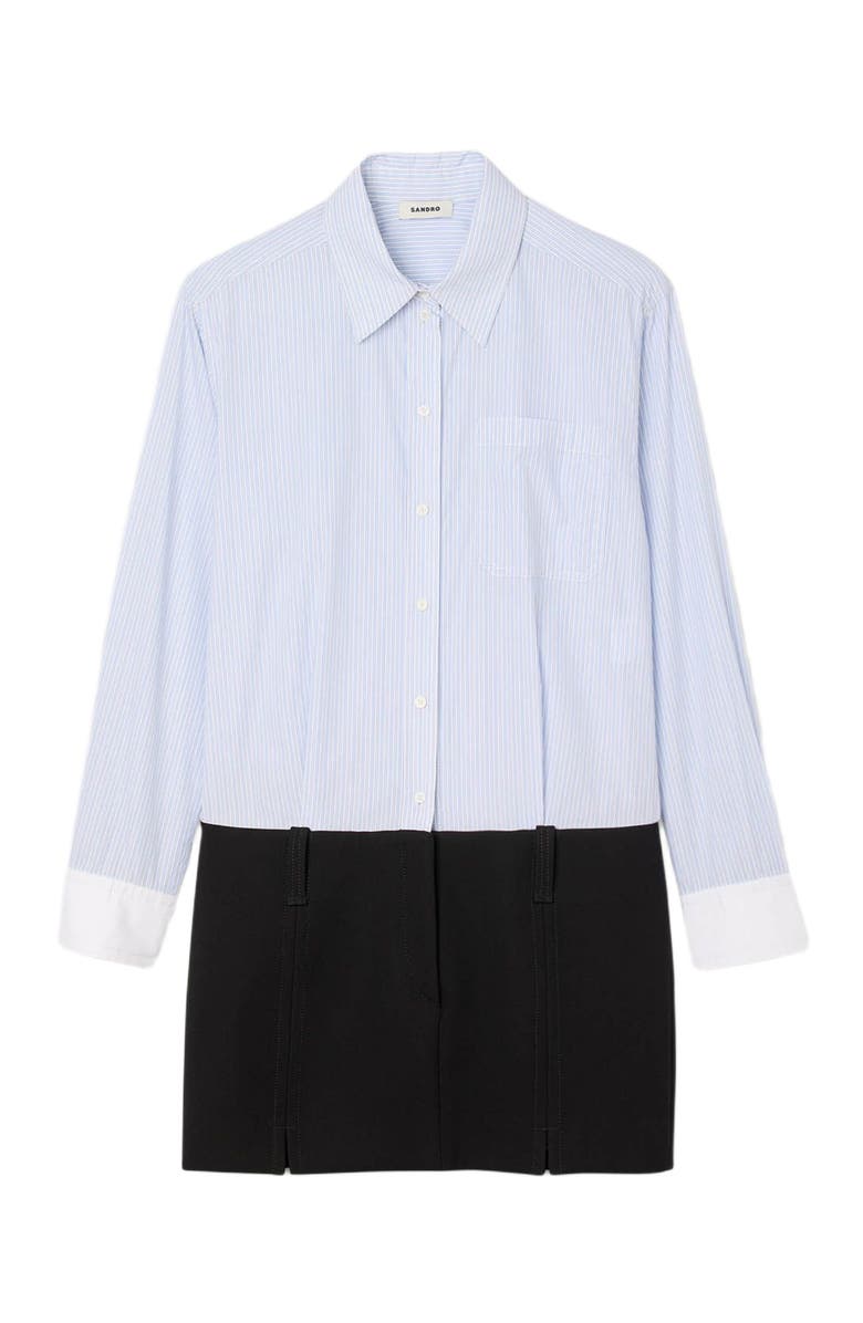 SANDRO Short dress with dual materials, Alternate, color, Black