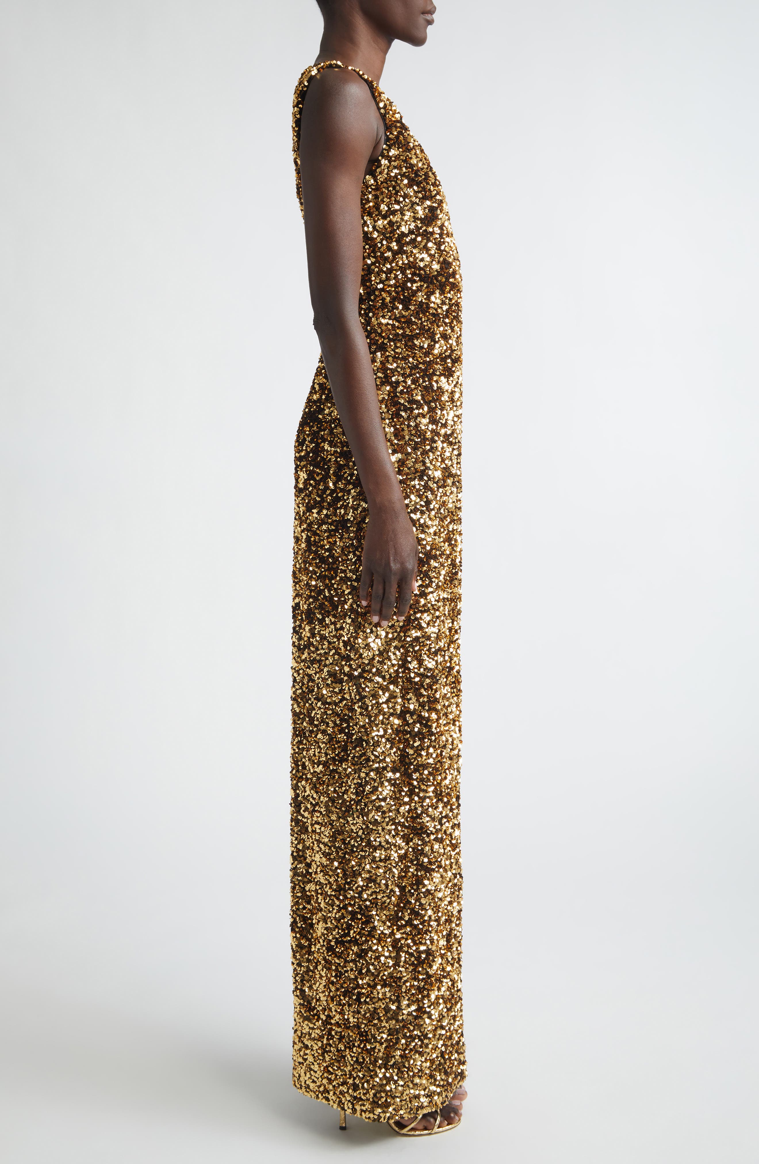 ST. JOHN Pailette Embroidered Column Gown (Women) | Nordstrom