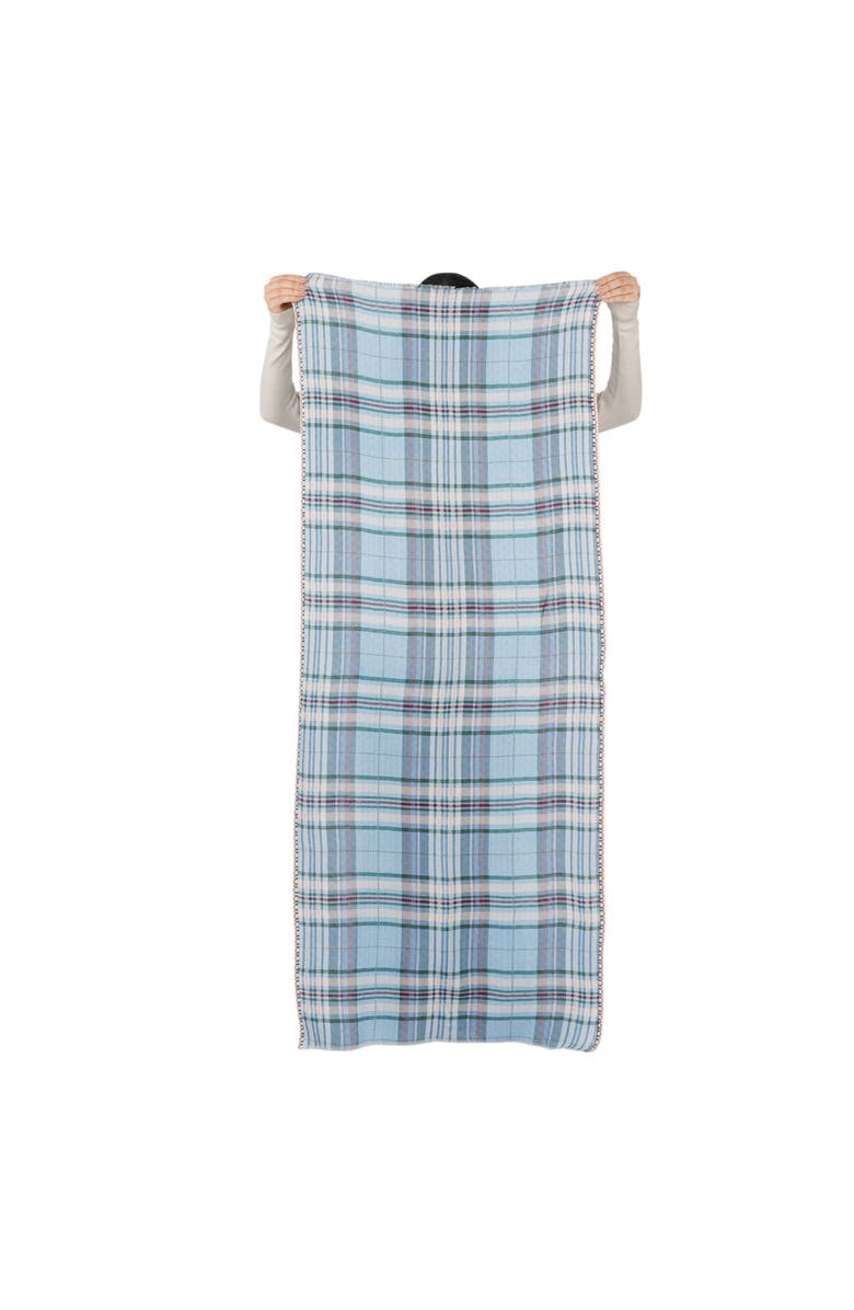 Vismaya Cabin Morning Plaid Wool Scarf, Alternate, color, Blue