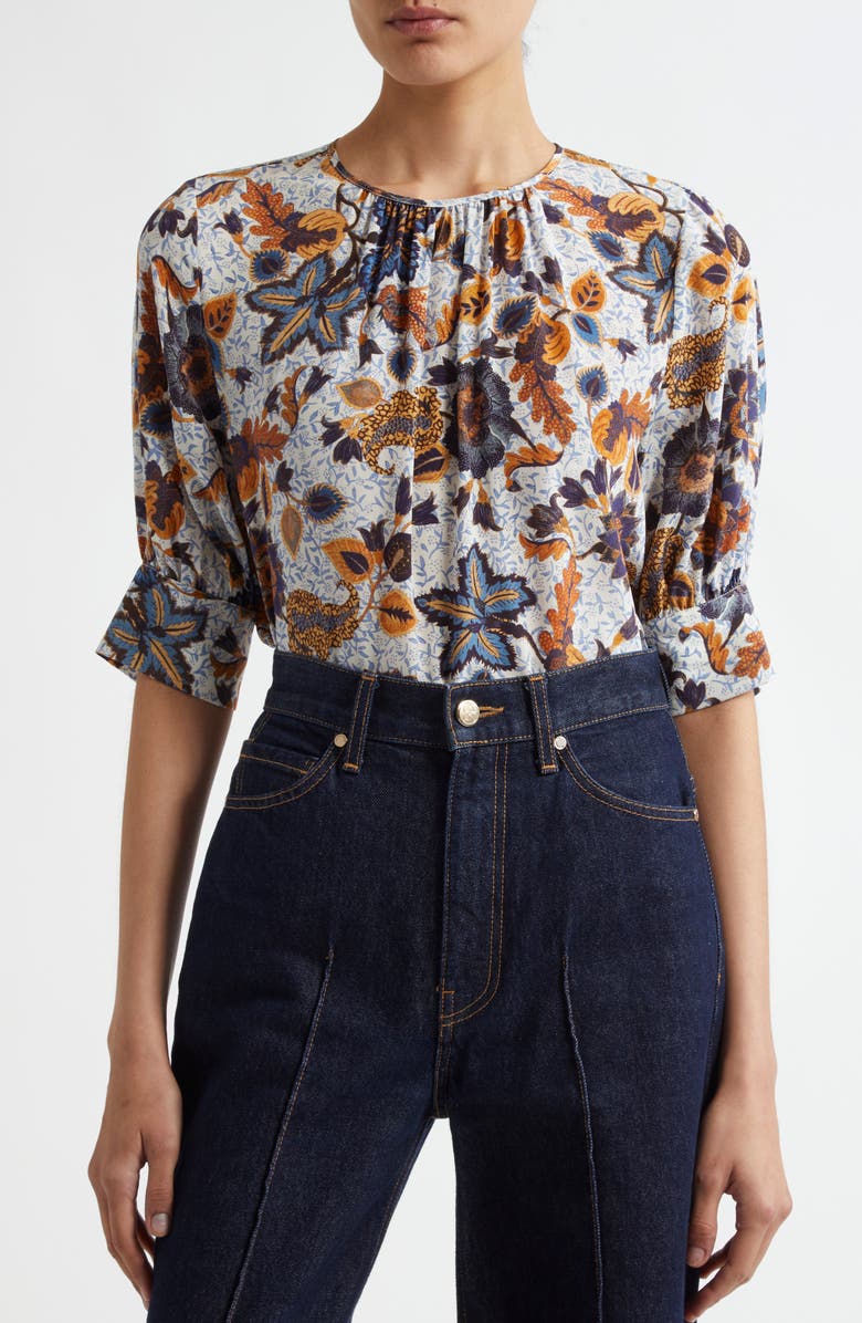 Ulla Johnson Mirelle Floral Silk Top, Main, color, 