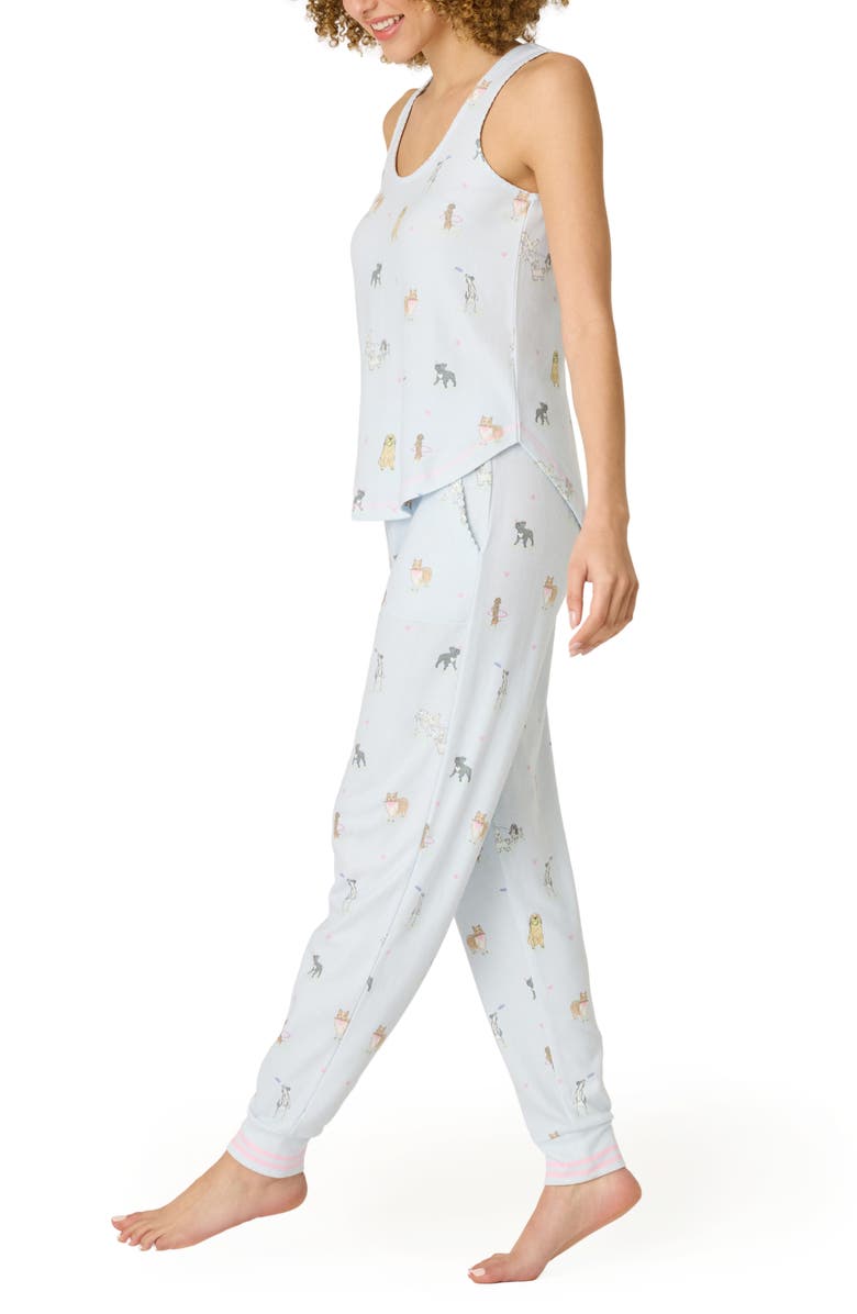 PJ Salvage Bark Park Peached Jersey Pajamas, Alternate, color, Blue Ice