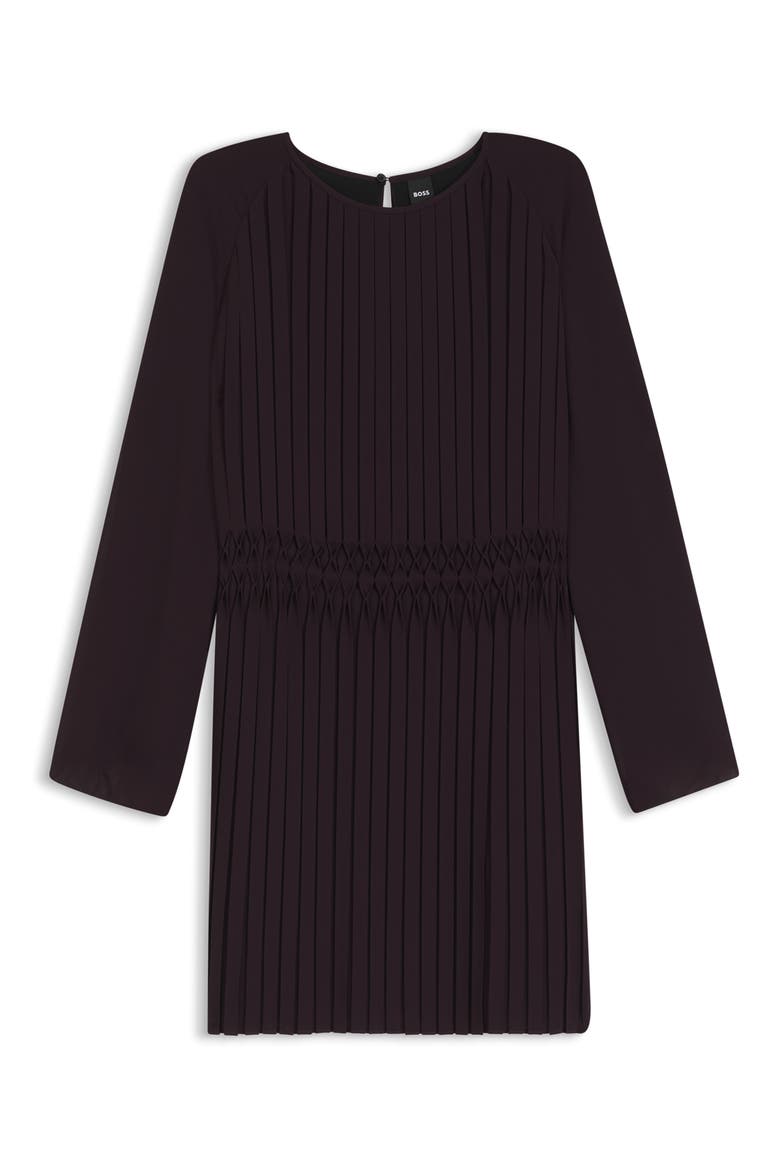 Daliette Pleated Long Sleeve Dress, Alternate, color, DARK CARMINE