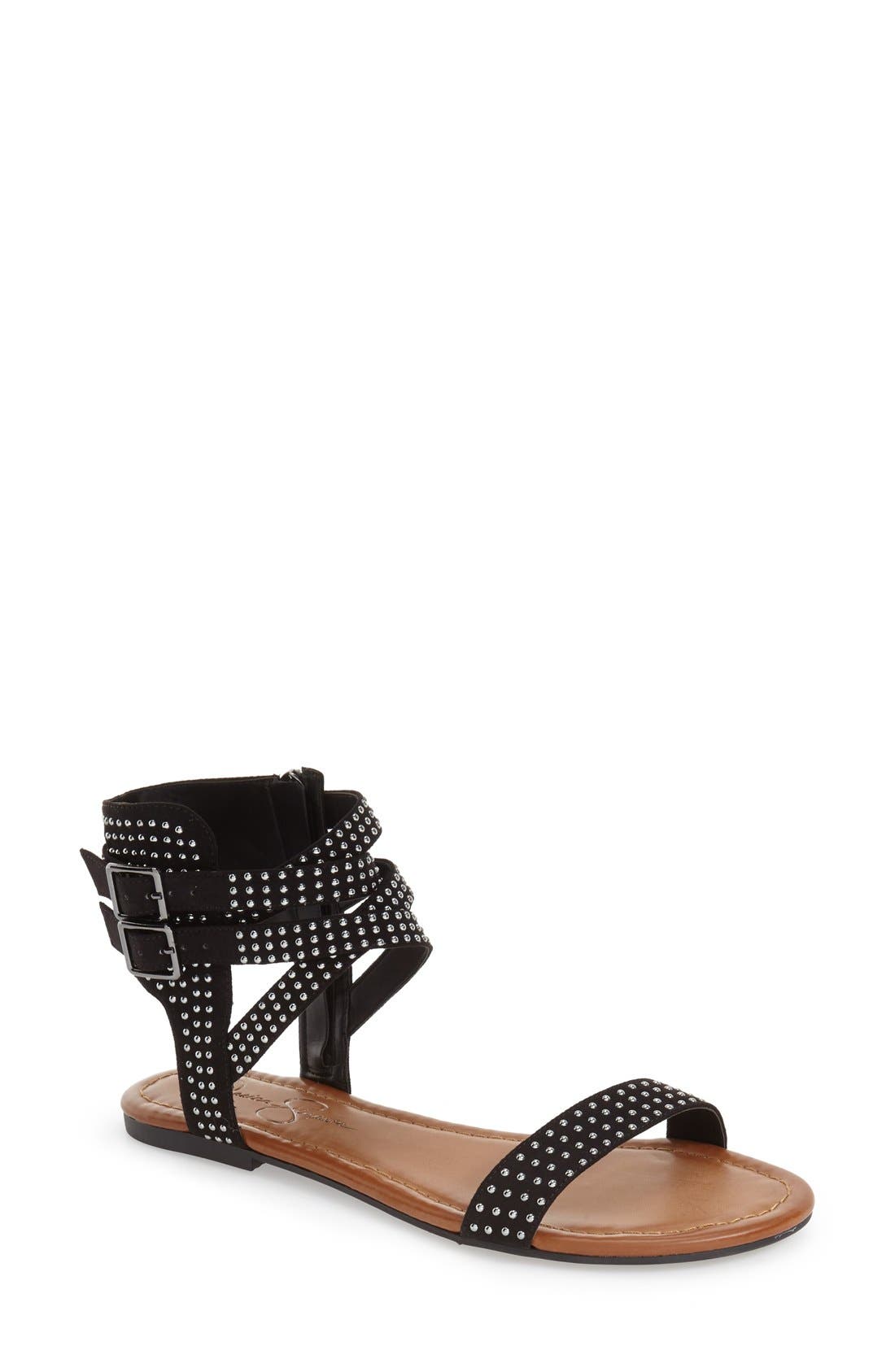 Jessica Simpson 'Karessa' Studded Flat Sandal, Main, color, 