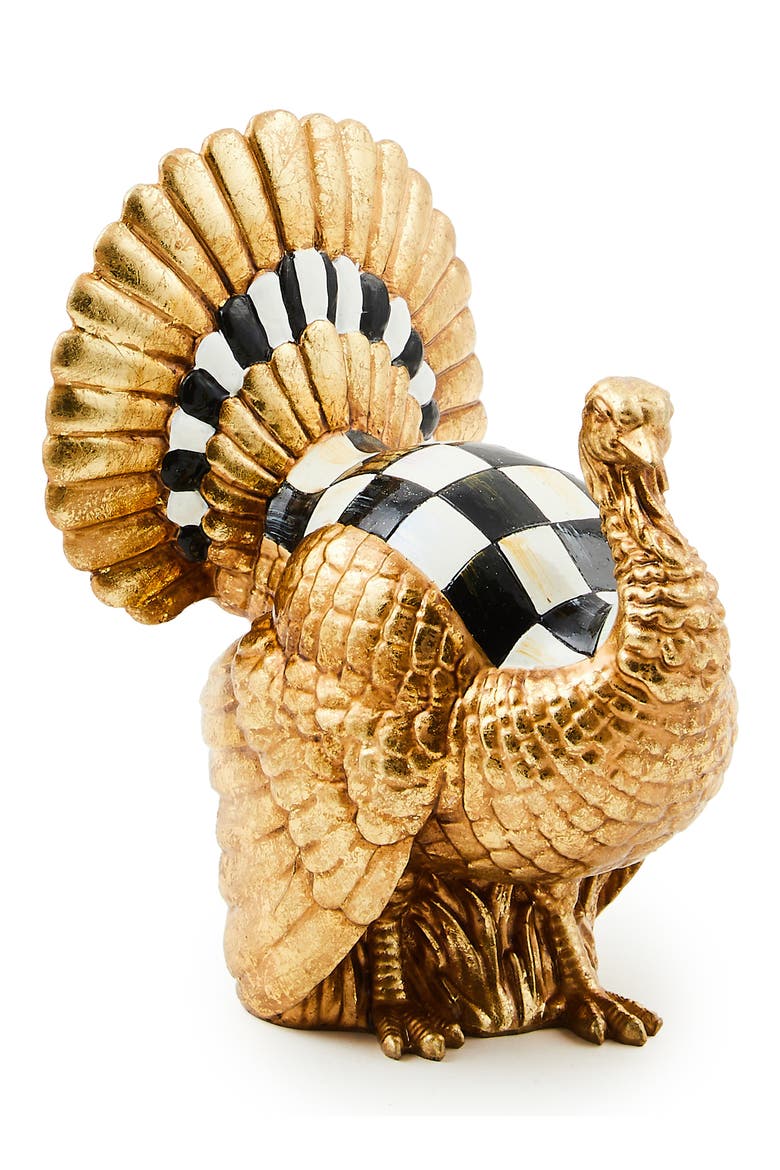 Courtly Check Mini Gold Turkey Decoration, Alternate, color, BLACK