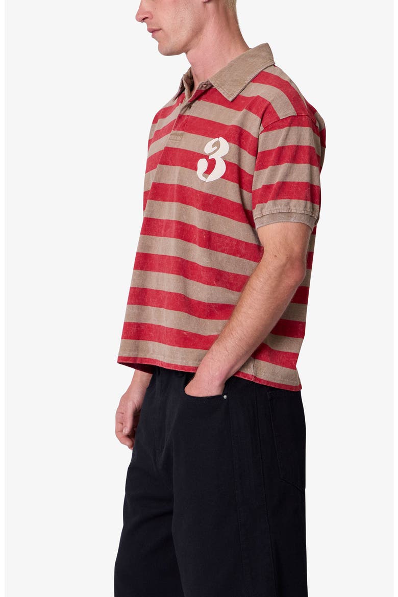 Striped Short Sleeve Rugby Shirt, Alternate, color, BROWN