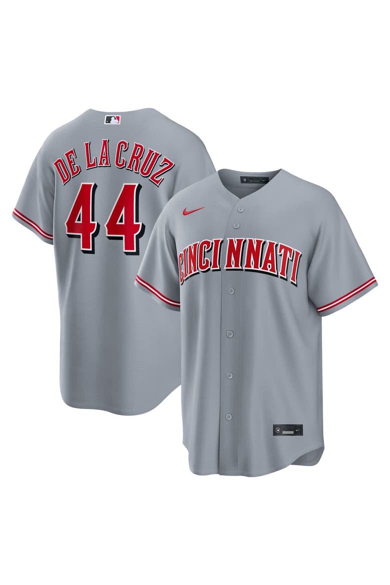 Men's Nike Elly De La Cruz Gray Cincinnati Reds Road Replica Jersey, Main, color, Gray