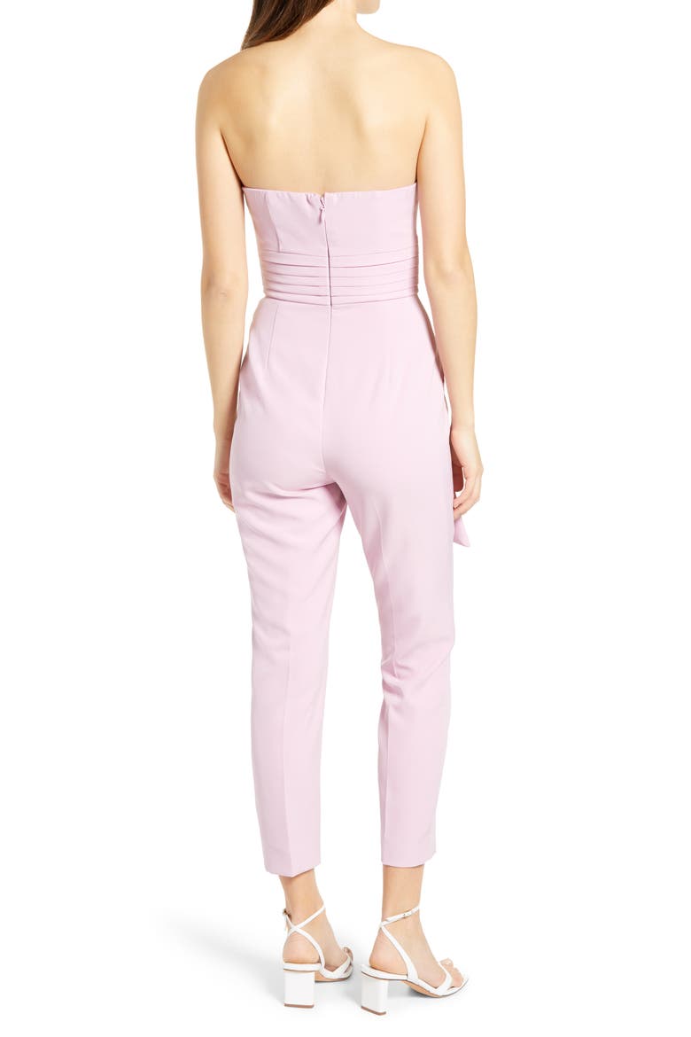 Strapless Pleat & Ruffle Jumpsuit, Alternate, color, LILAC PINK