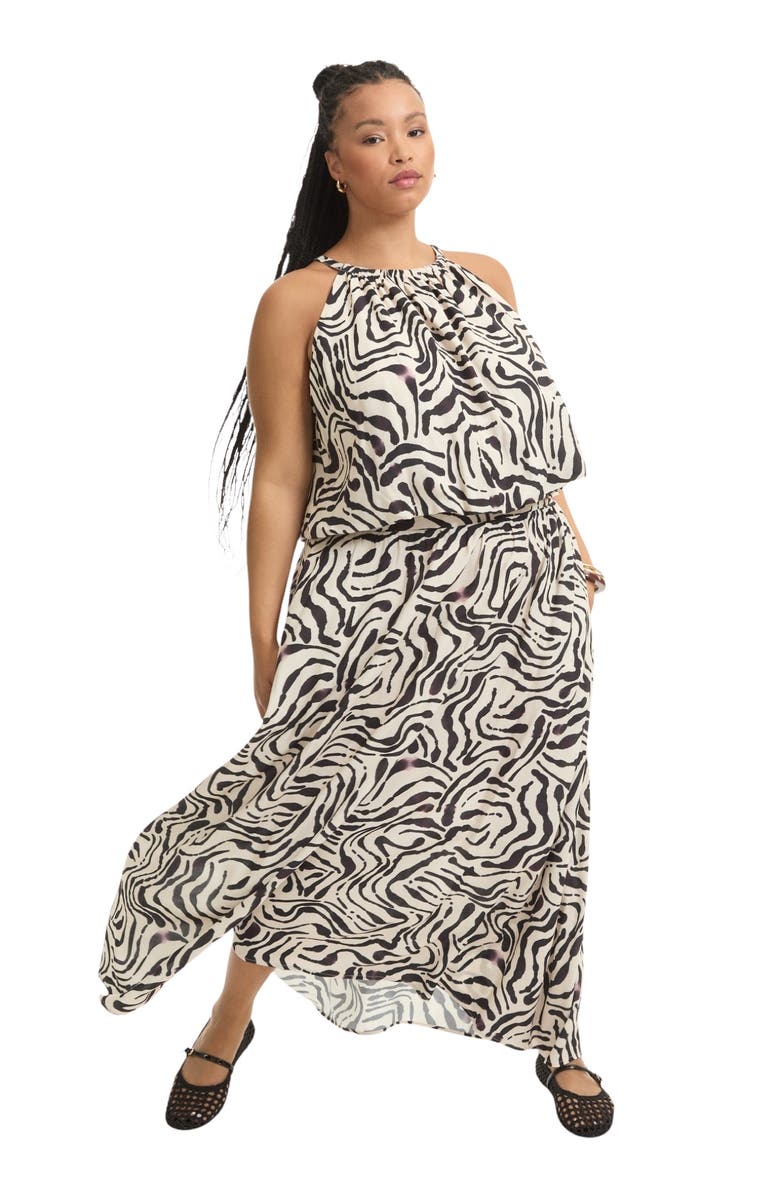 June + Vie Pull-On Flowy Maxi Skirt, Main, color, Painted Zebra