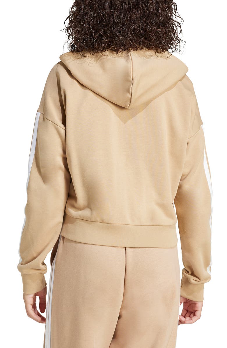 adidas 3-Stripes French Terry Full Zip Hoodie, Alternate, color, Warm Sandstone/ White