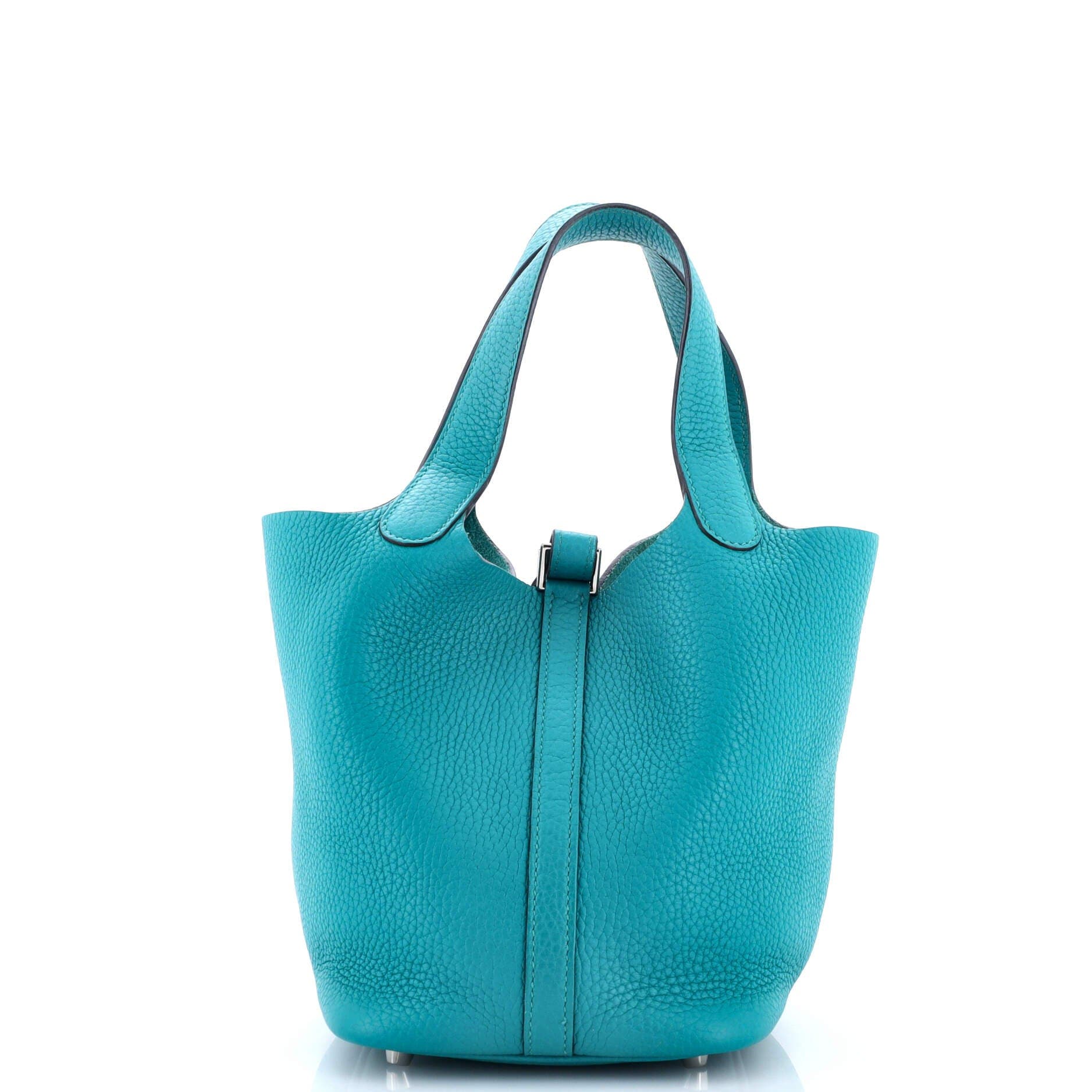 Pre-Owned Hermes Picotin Lock Bag Clemence PM, Alternate, color, Bleu Paon