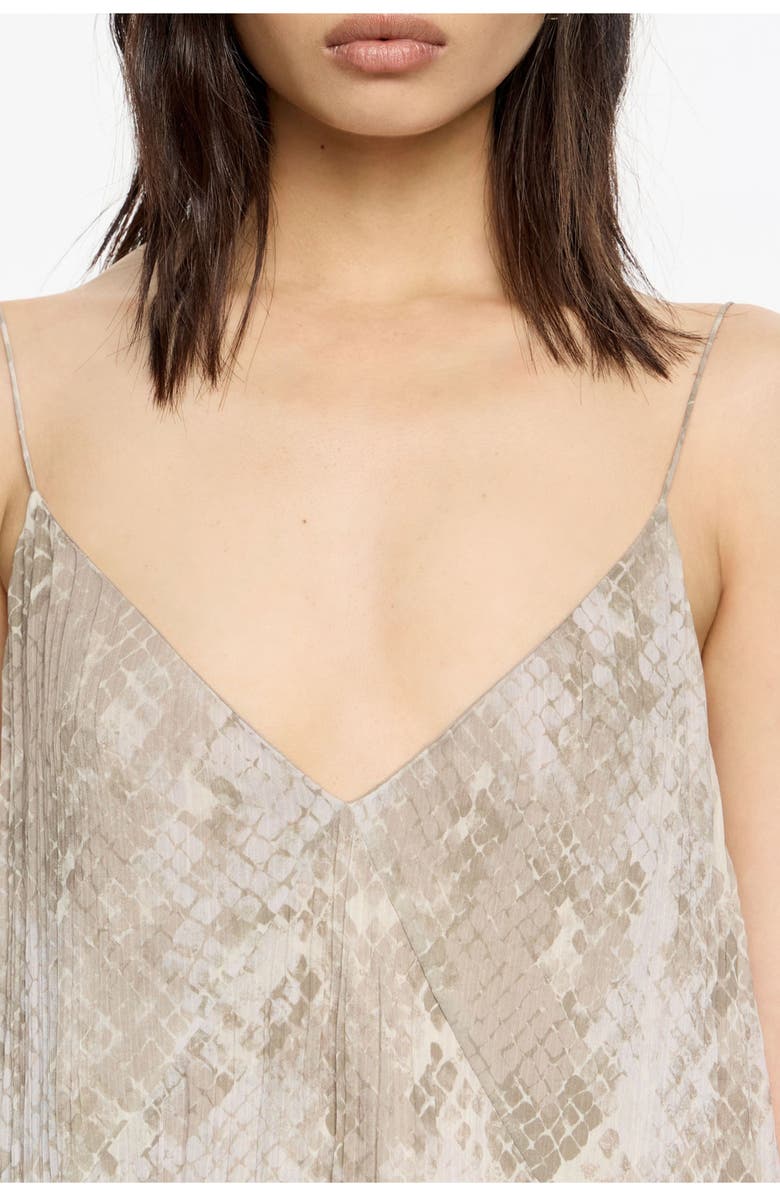 Bimba y Lola Snake Asymmetric Pleated Dress, Alternate, color, Snake Taupe