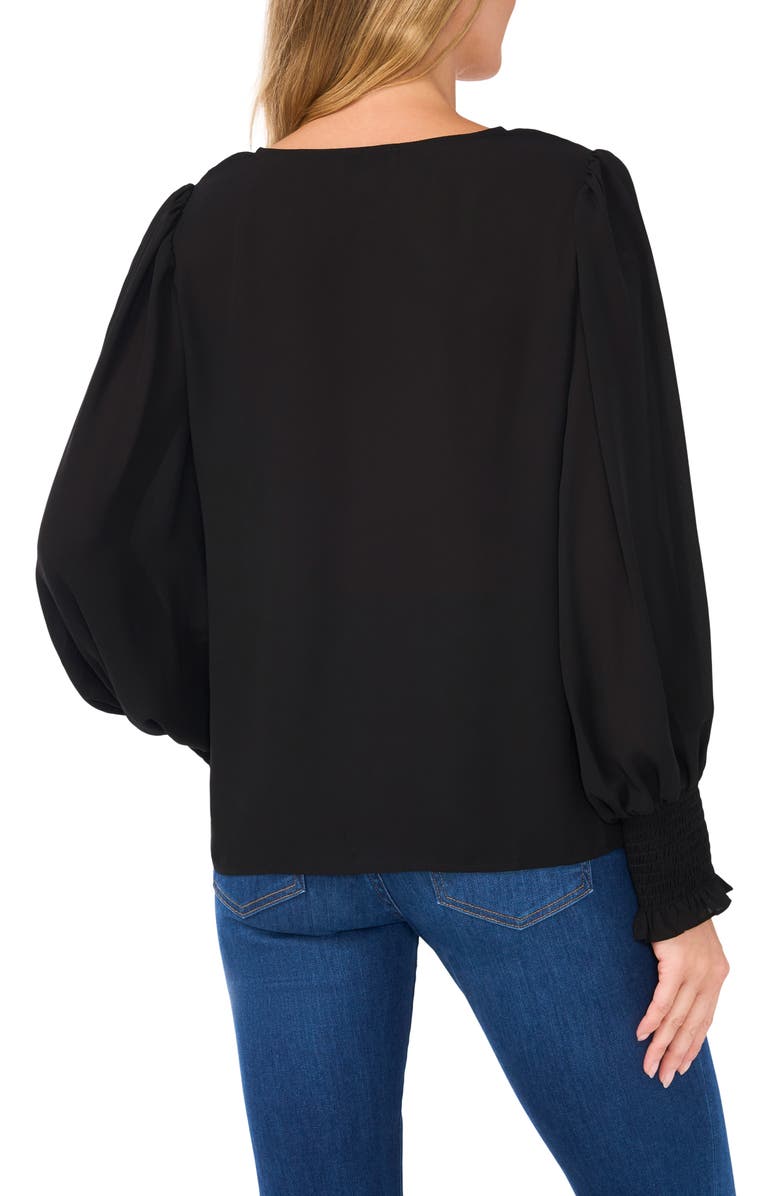 CeCe Smocked Cuff V-Neck Top, Alternate, color,