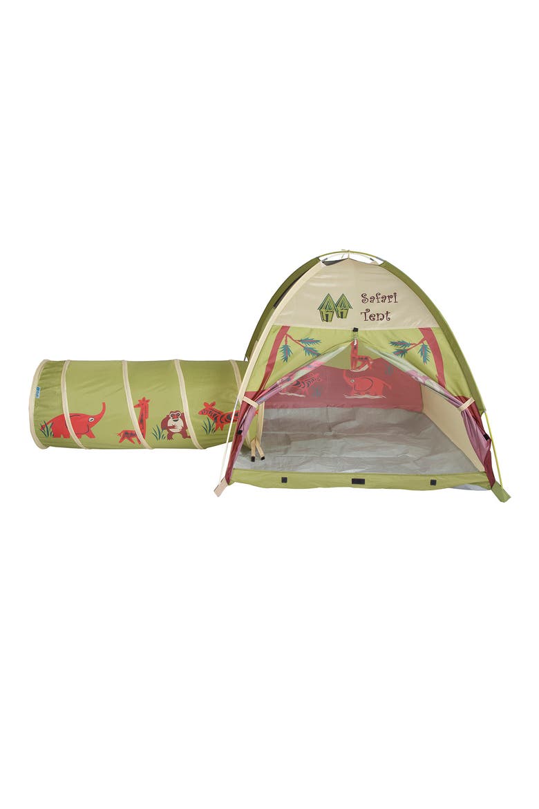 Jungle Safari Play Tent with Tunnel, Alternate, color, GREEN TAN