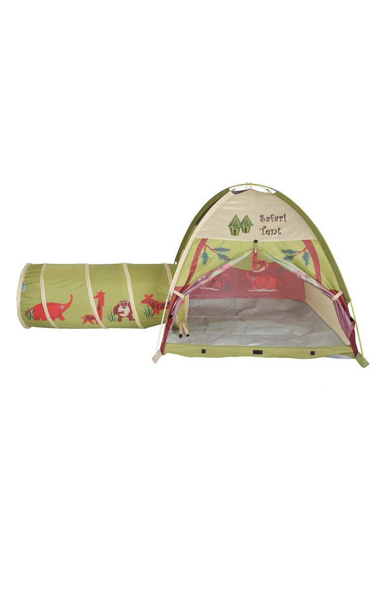 Pacific Play Tents Jungle Safari Play Tent with Tunnel, Alternate, color, Green Tan