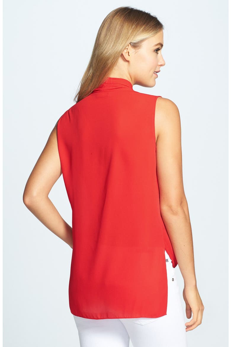 Sleeveless Wrap Front Shirttail Blouse, Alternate, color, FLAME