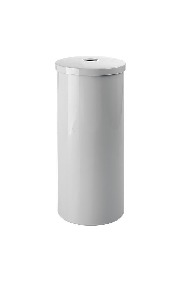 Freestanding Toilet Paper Canister with Lid for 3 Extra Rolls, Gray, Made in USA, Alternate, color, Gray