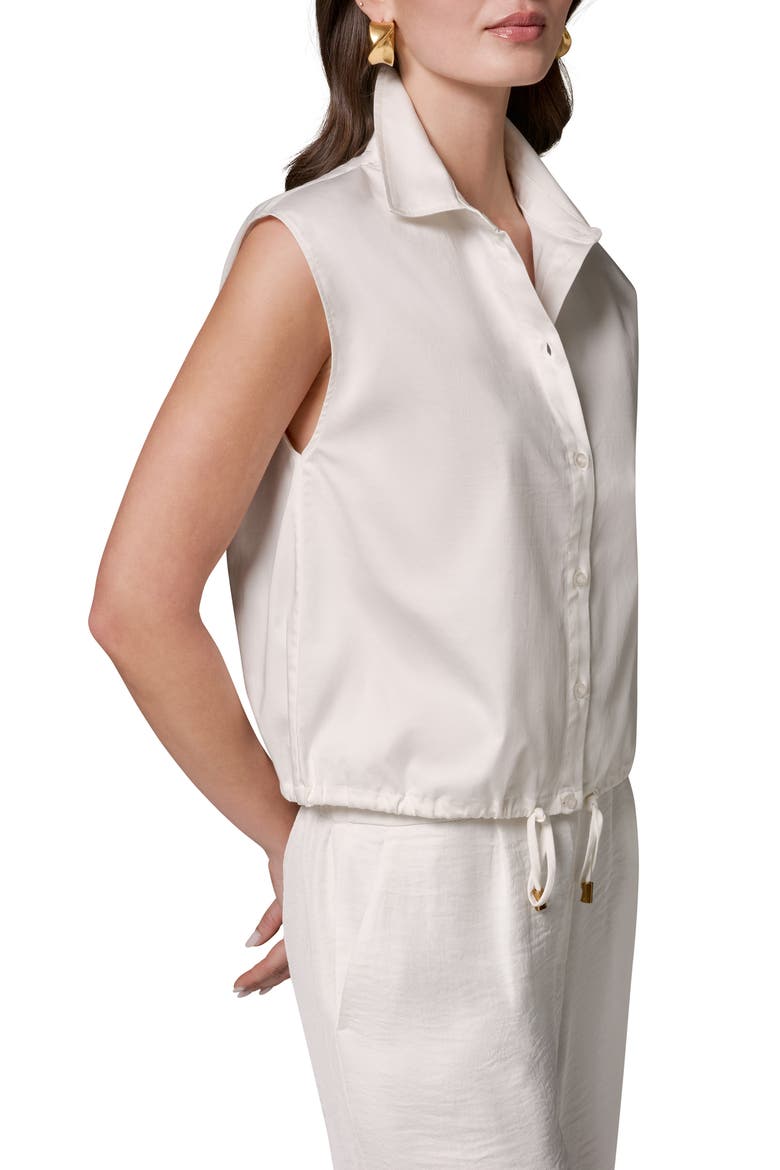 Drawstring Hem Cap Sleeve Shirt, Alternate, color, CREAM