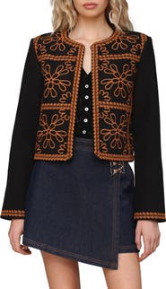 Avec Les Filles Embroidered Collarless Jacket
