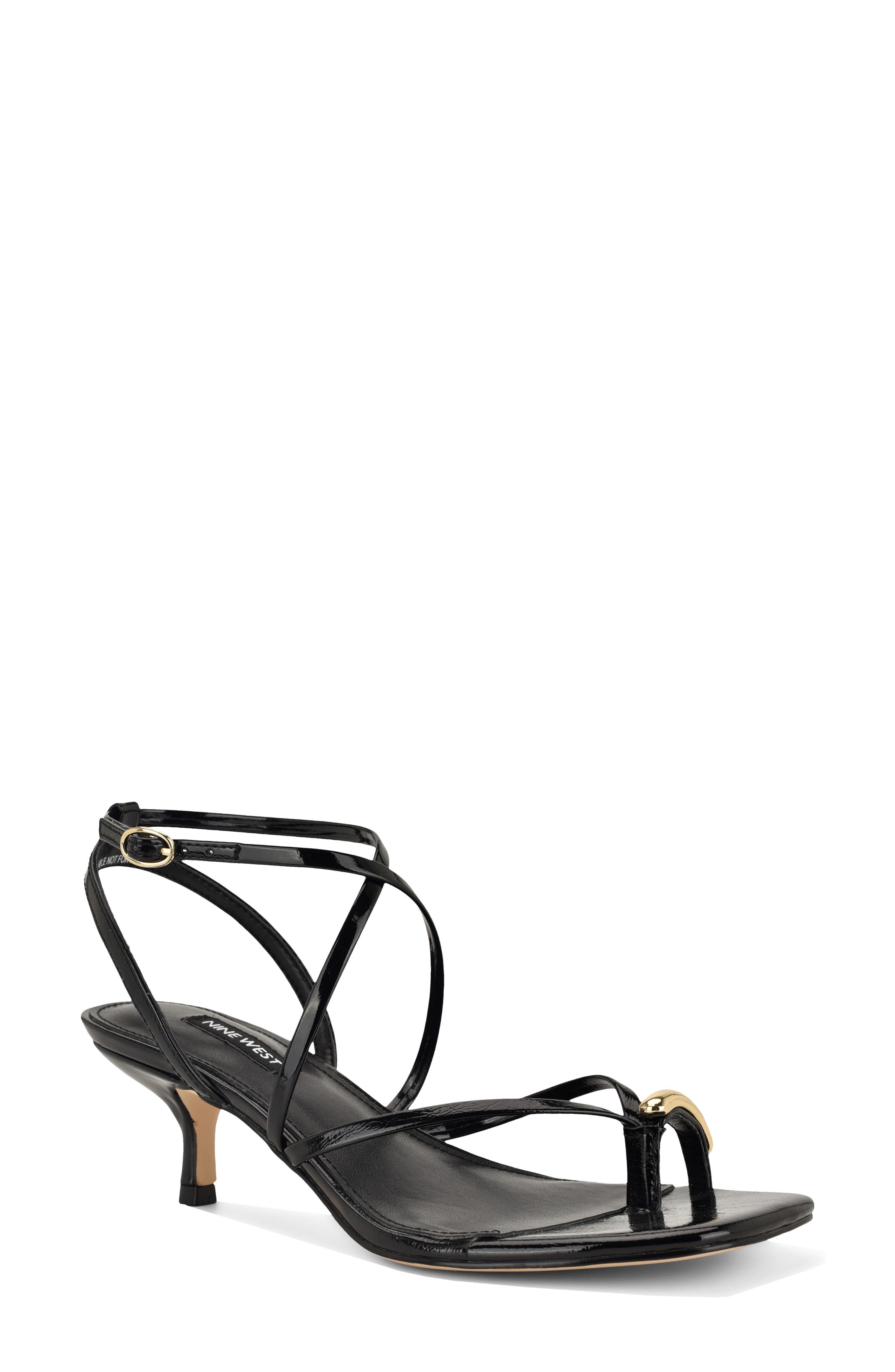Nine West Mays Ankle Strap Sandal, Main, color, Black
