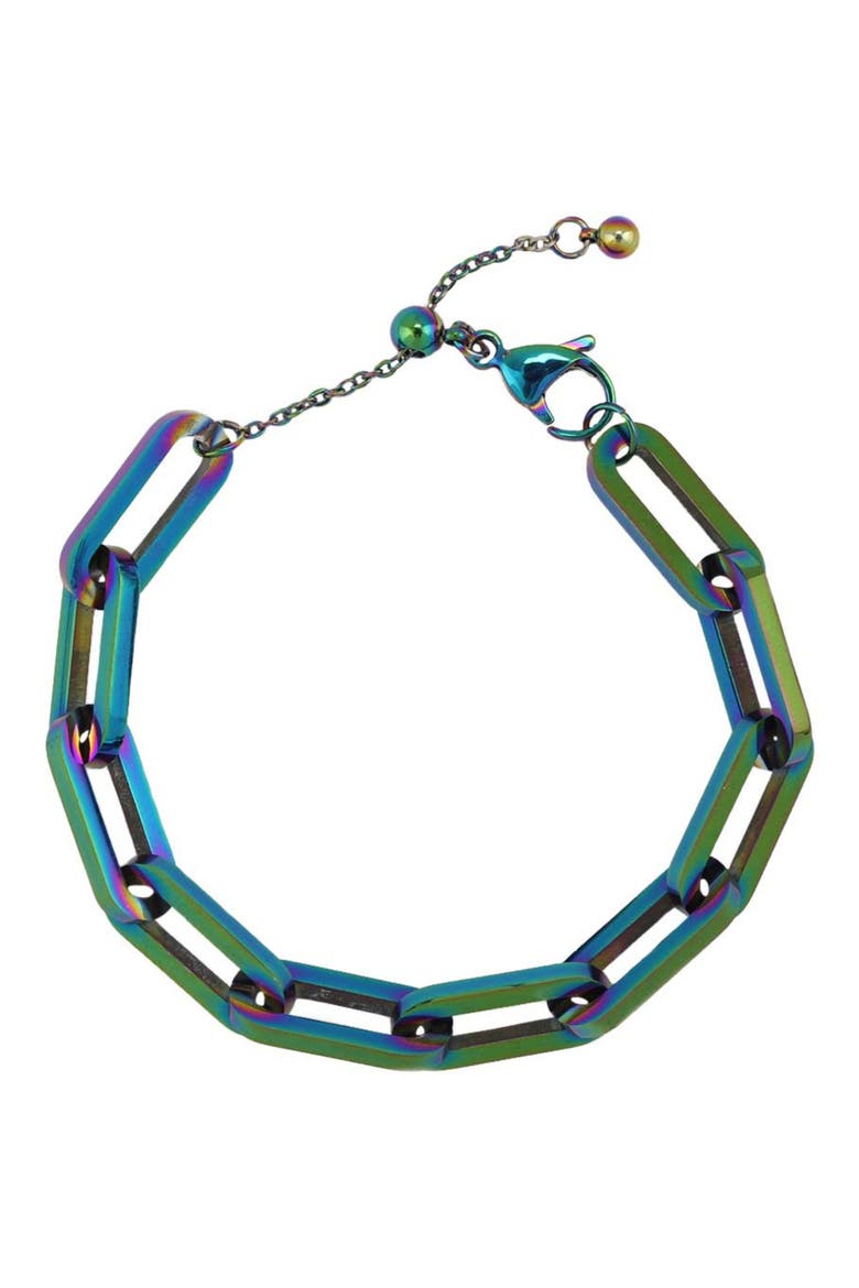 Chunky Paper Clip Chain Bracelet, Main, color, RAINBOW