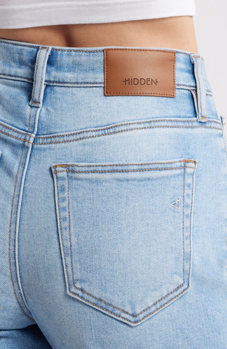 HIDDEN JEANS Ripped High Waist Raw Hem Wide Leg Jeans, Alternate, color,