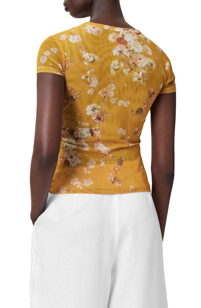 AllSaints Ellie Floral Mesh T-Shirt, Alternate, color, Armada Deep Yellow