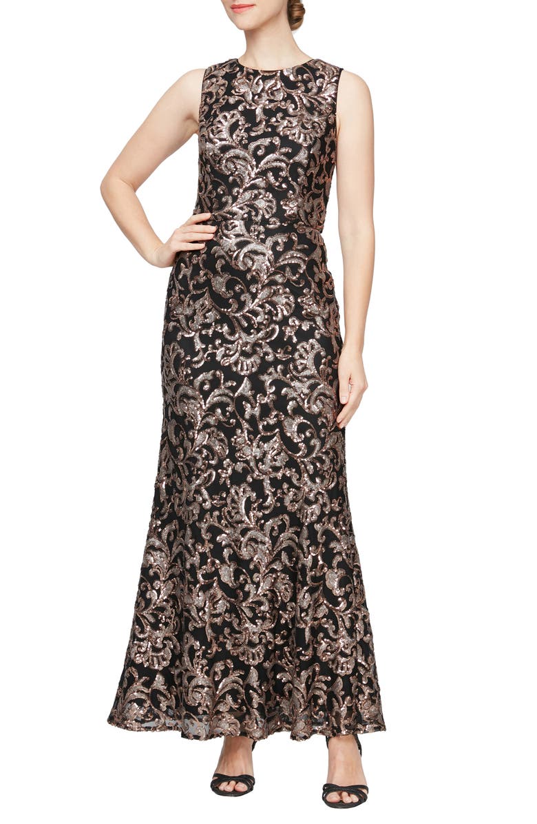 Alex Evenings Sequin Sleeveless Gown, Main, color,