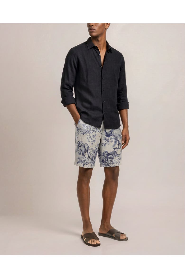 Laurent Linen Relaxed Fit Bermuda Shorts, Main, color, AERO BLUE