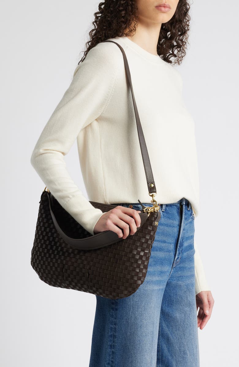 Clare V. Moyen Woven Leather & Suede Messenger Bag, Alternate, color,