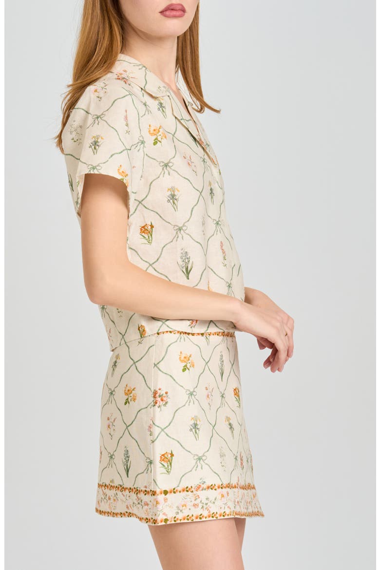 Amelia Print Linen Blend Button-Up Shirt, Alternate, color, IVORY BOTANICAL