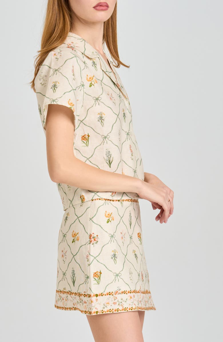 WAYF Amelia Print Linen Blend Button-Up Shirt, Alternate, color, Ivory Botanical