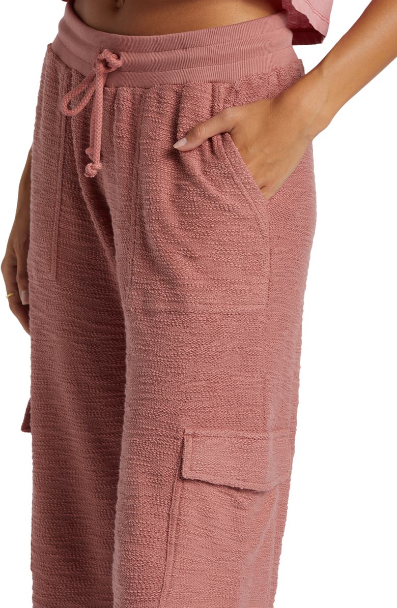 Roxy Off the Hook Cotton Blend Terry Cargo Pants, Alternate, color, Ash Rose
