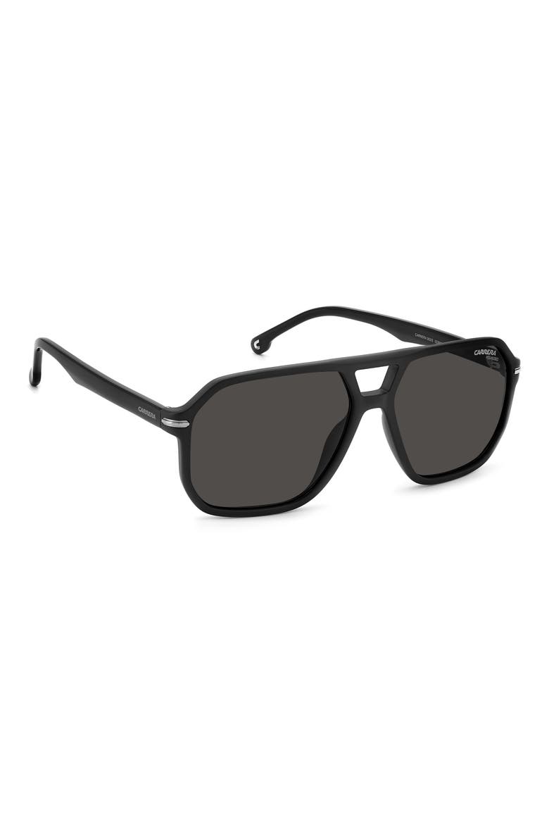 59mm Polarized Rectangular Sunglasses, Alternate, color, MATTE BLACK/ GRAY POLAR