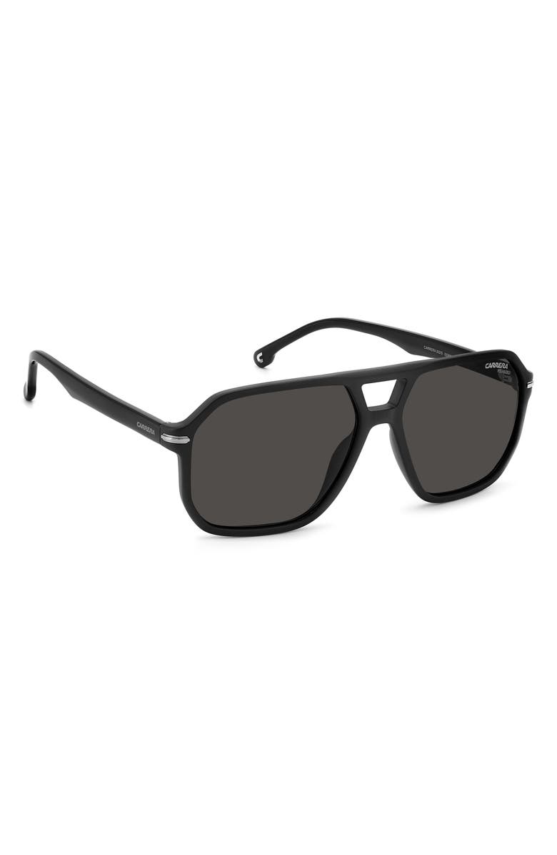 Carrera Eyewear 59mm Polarized Rectangular Sunglasses, Alternate, color, Matte Black/ Gray Polar