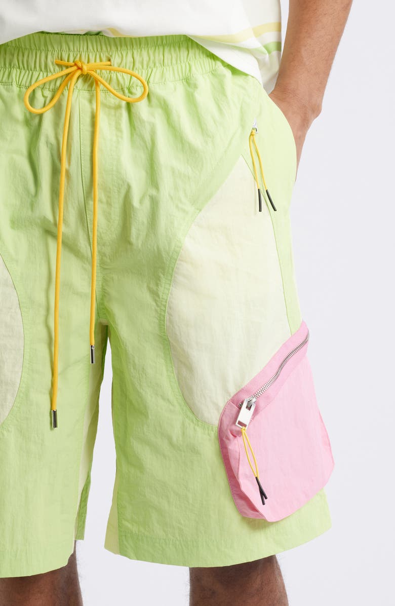 DIET STARTS MONDAY Nylon Colorblock Cargo Shorts, Alternate, color, 